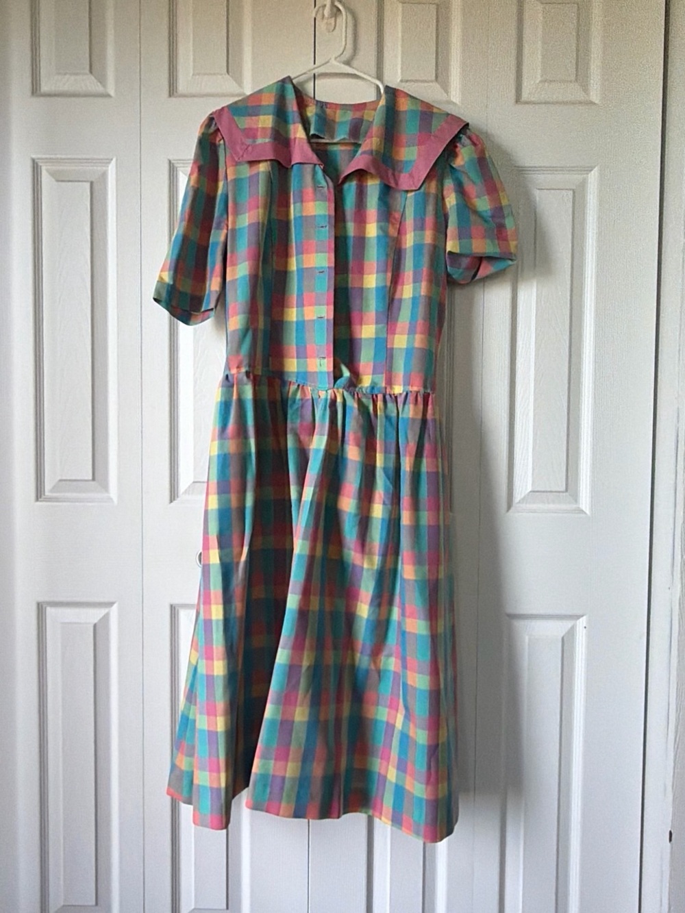 Vintage Pastel Plaid Rainbow Dress